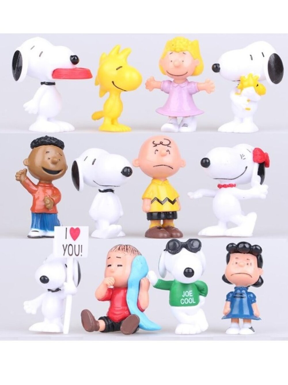 SNOOPY Peanuts Charlie Brown Playset 12 Figure Cake Topper Toy Set Collectible